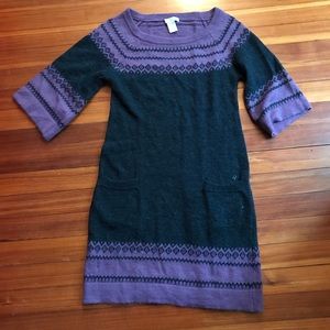 Design history purple black pocketed sweater dress